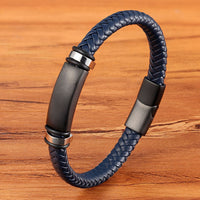 Men's Stainless Steel/Leather Wristband